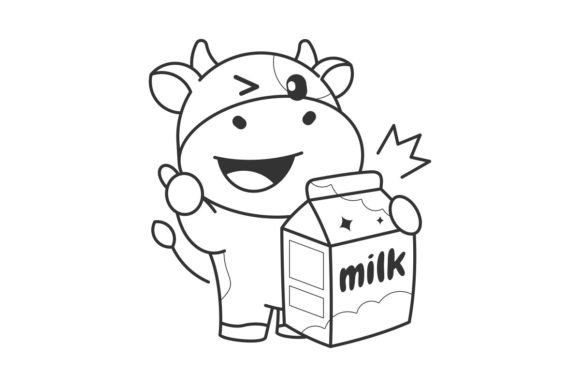 Charming Farmhouse Vibes: Cute Cow with Milk Box Line Style