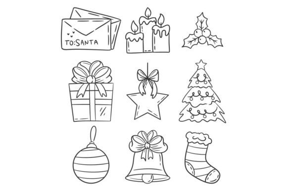 Christmas Decoration Element Set: Hand-Drawn Holiday Charm