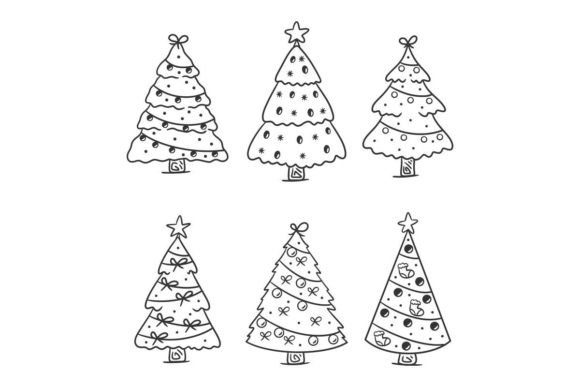 Christmas Tree Collection Hand Drawn: Festive Vector Designs