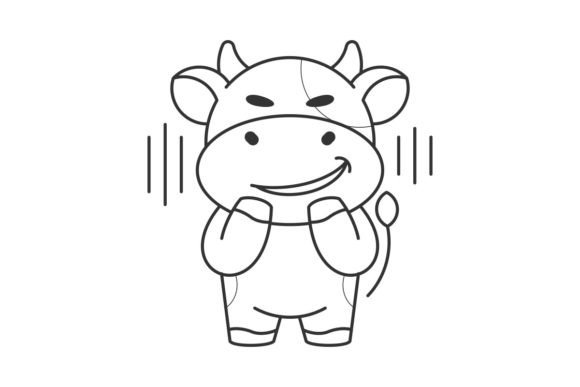 Cute Cow Has a Bad Plan: Quirky Line Style for Modern Design