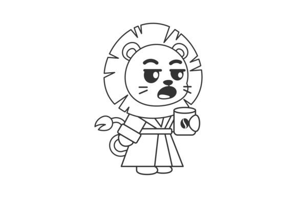 Cute Lion Drinking Coffee in the Morning: A Designer’s Delight