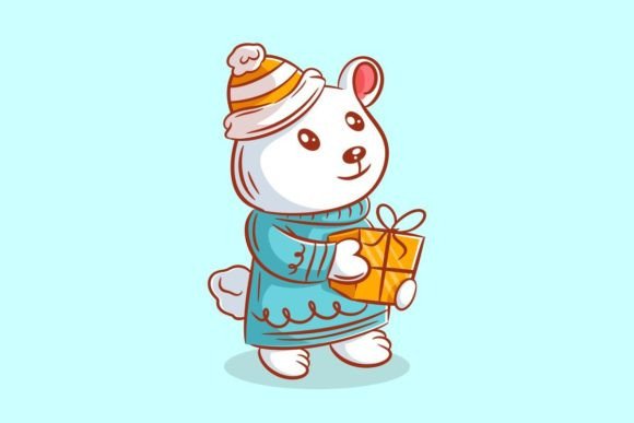 Cute Polar Bear Wants to Give Gifts: A Font with Heart