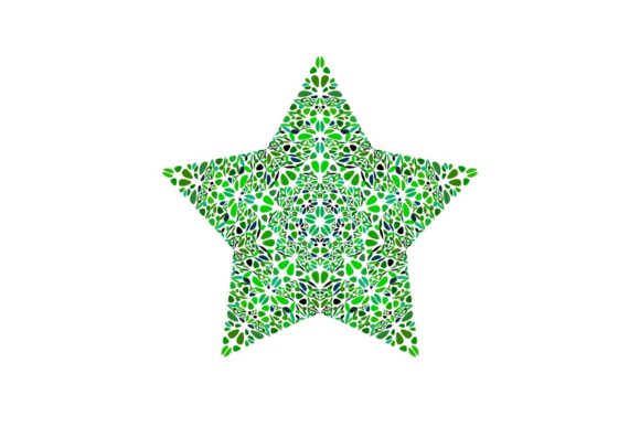 Green Floral Mosaic Star Shape Set: A Fresh Design Asset