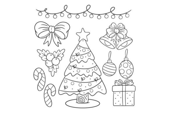Hand Drawn Coloring Christmas Decoration: Your Festive Design Toolkit