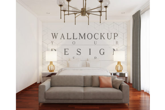 Mockup Wall in Modern Classic Bedroom
