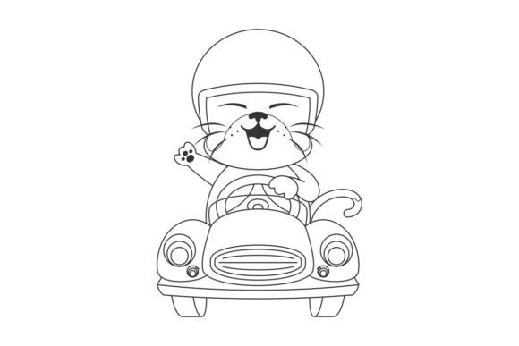 Playful Vector Graphics: The Cats Racing on Toy Car Illustration