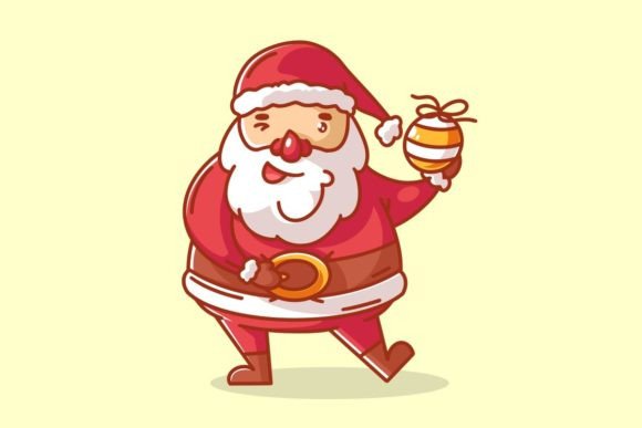 Santa Claus Holds a Christmas Ball: A Festive Design Asset