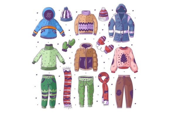 Winter Warm Clothes Hand Drawn Doodle: A Cozy Creative Asset